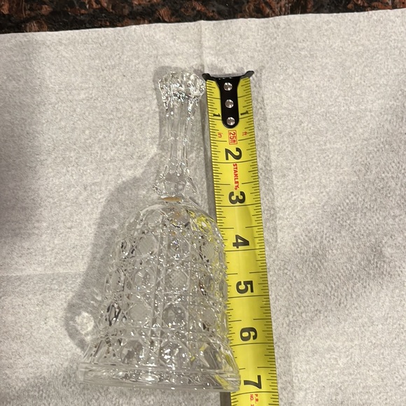 Vintage 7” Clear Crystal Glass Hand Held Etched Bell - Picture 8 of 15